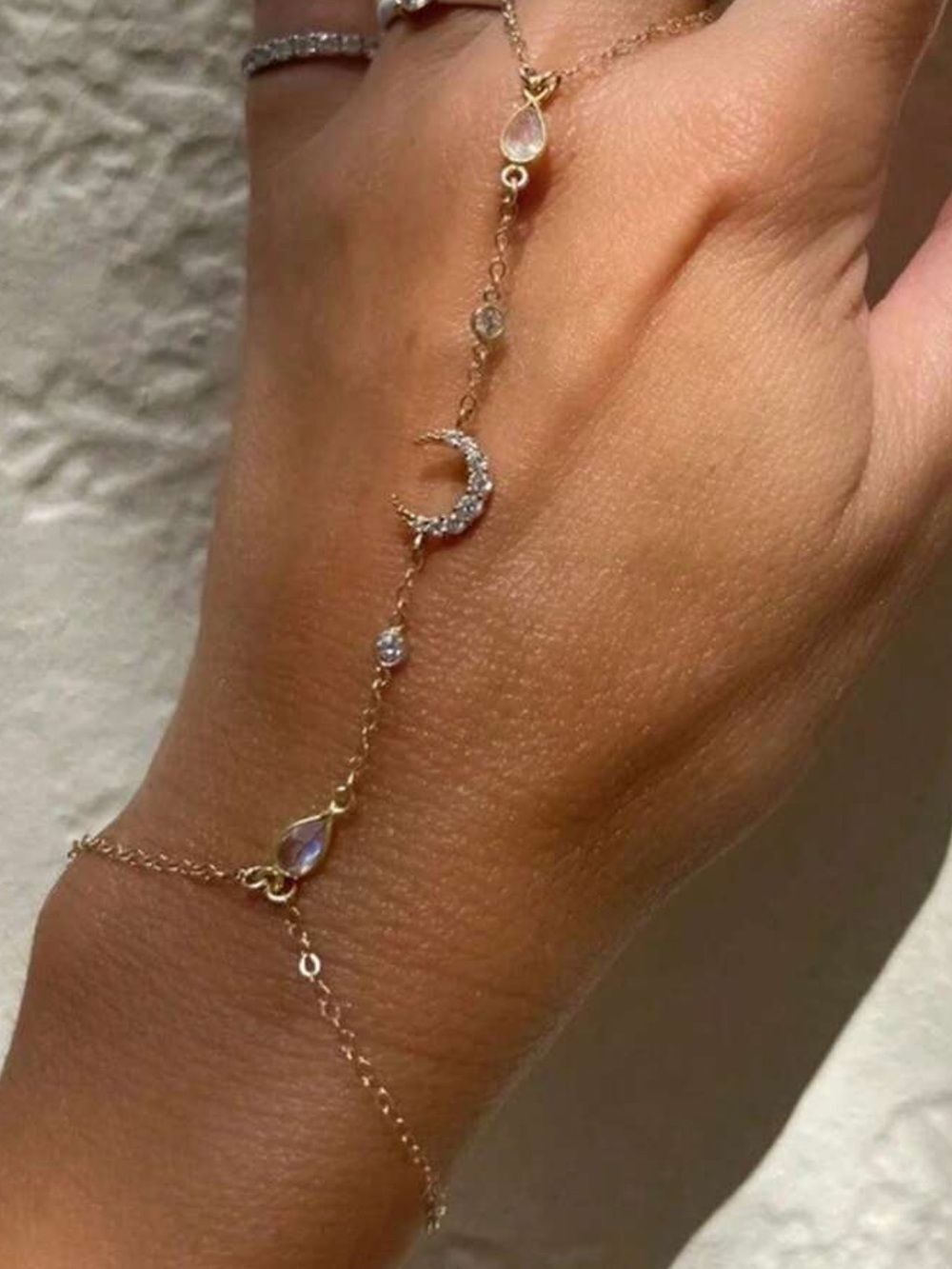 Crescent Moon Hand Chain Bracelet #2804